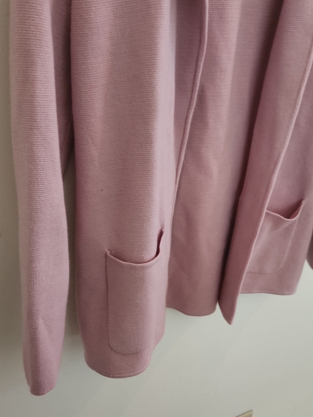 Talbots Sweater Blazer Merino Wool Blush Pink Knit Open-Front Petite - Picture 7 of 8